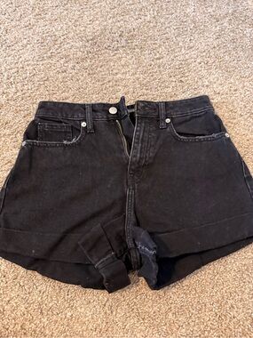 wild fable Black High-Rise Folded Hem Denim Shorts
